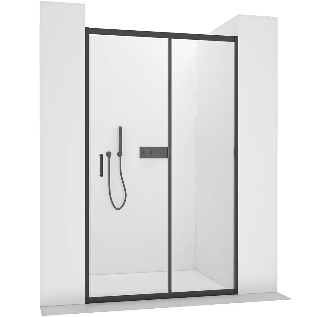 Sprchové posuvné dveře Orlano L/P - 5 mm - černá matná, transparentní sklo - 130x195 cm