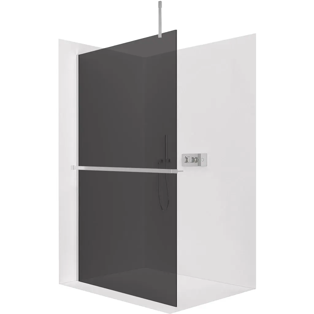CERANO Sprchová zástěna Walk-in Onyx Top Cube L/P 8 mm hranatá vzpěra + polička/držák na ručníky chrom, grafitové sklo 30x200 CER-8050BD80074