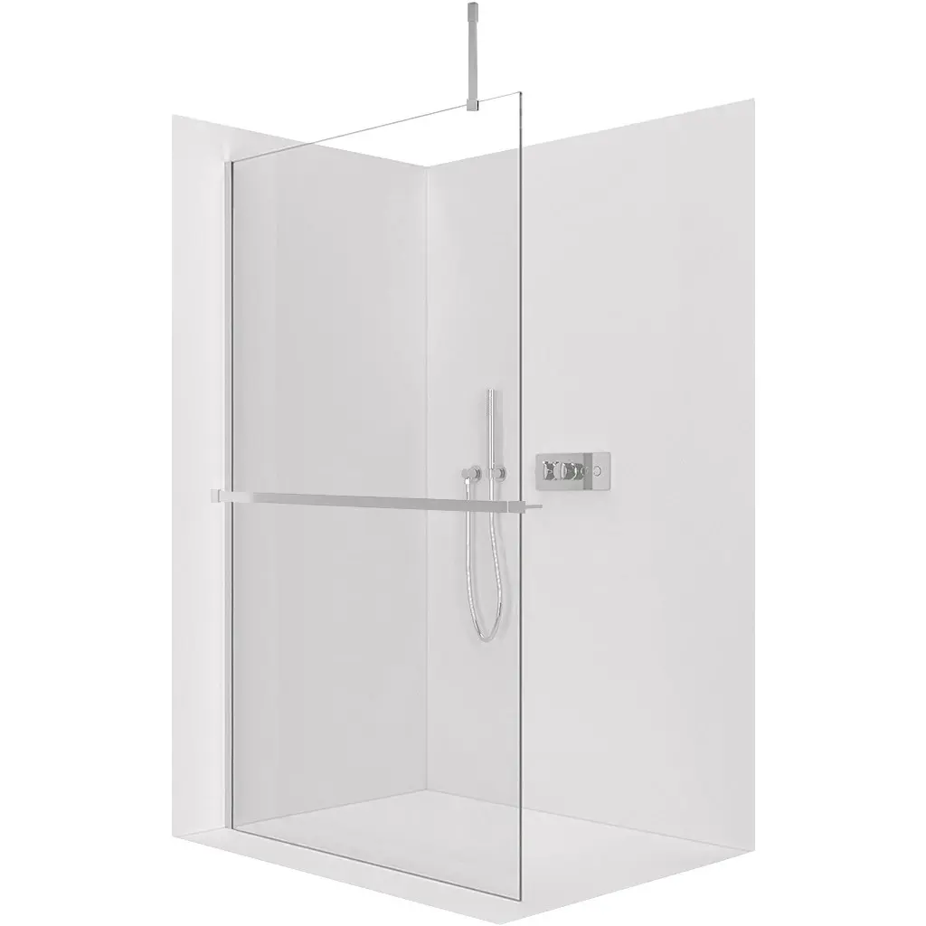 Sprchová zástěna Walk-in Onyx Top Cube L/P - 8 mm - hranatá vzpěra + polička/držák na ručníky - chrom, transparentní sklo - 30x200 cm