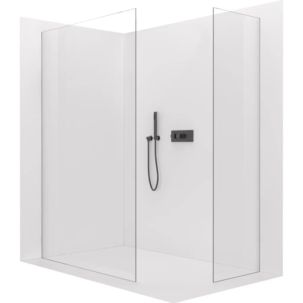 Sprchová zástěna Walk-in Crystal T L/P - 10 mm - bezvzpěrový systém - černá matná, transparentní sklo - 130x100x200 cm