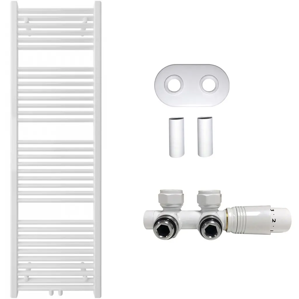 Koupelnový radiátorový set Lincoln - ústřední vytápění - středové připojení 50 mm - 484W - bílá lesklá - 1600x500 mm