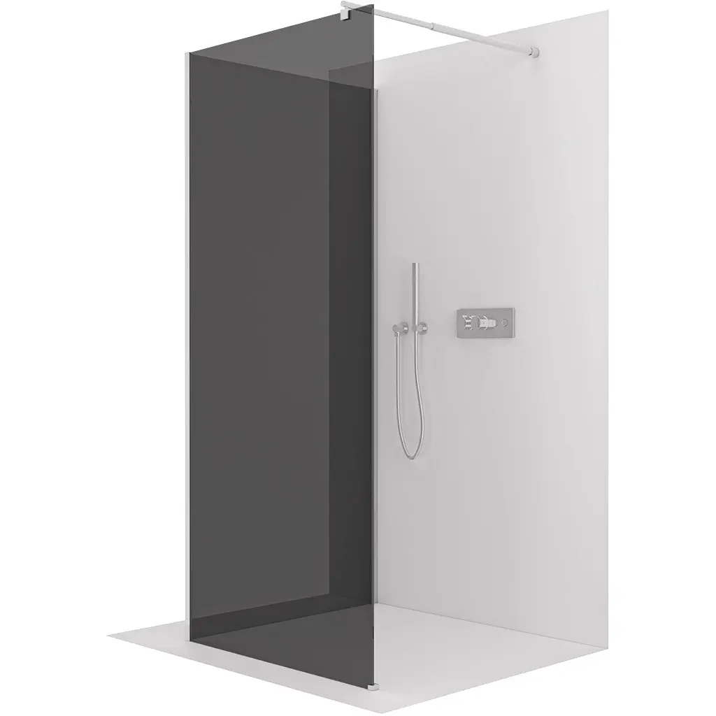 Sprchová zástěna Walk-in Onyx Corner Round L/P - 8 mm - kulatá vzpěra - chrom, grafitové sklo - 80x90x200 cm