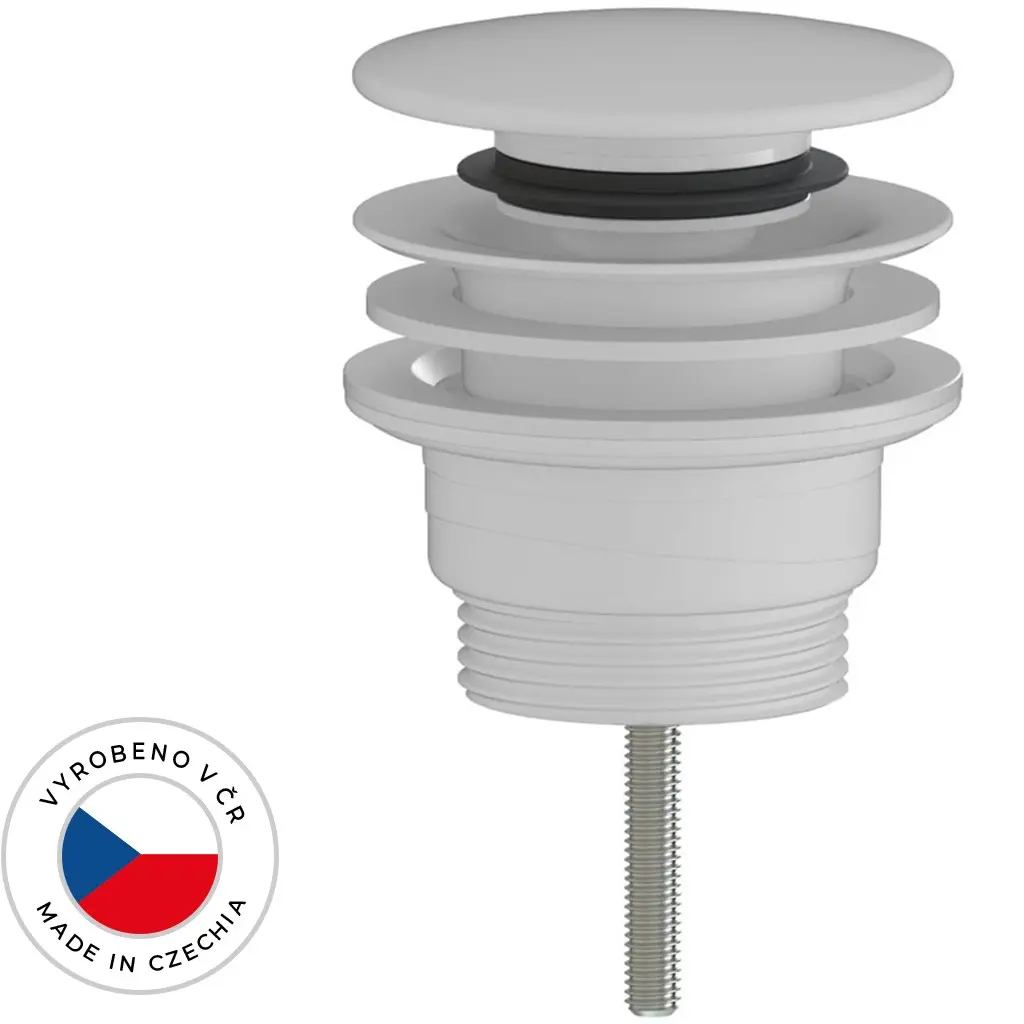 Umyvadlová výpusť - 5/4“ click-clack - univerzální - plast - bílá matná