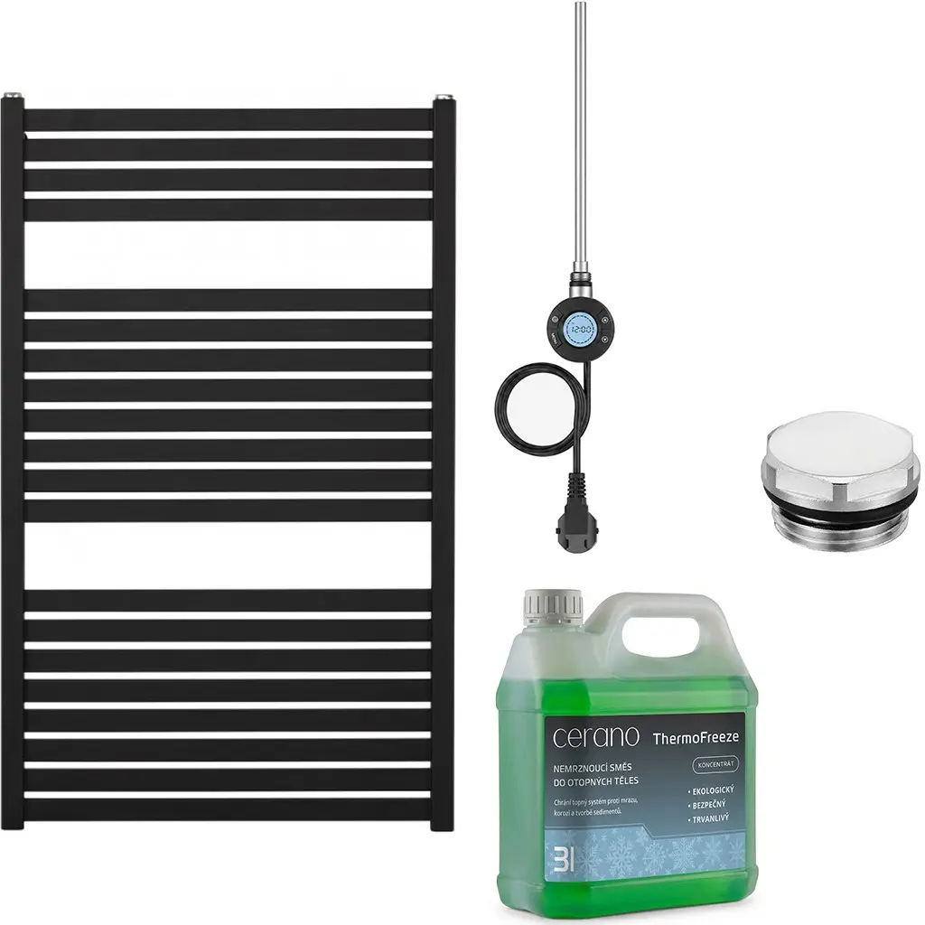 Koupelnový elektrický radiátorový set Vincenzo - WIFI - 300W - černá matná - 970x600 mm