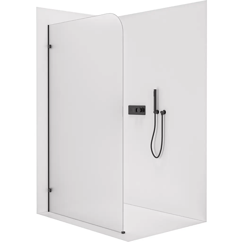 Sprchová zástěna Walk-in Orbis - Levá - 8 mm - černá matná, mléčné sklo - 90x200 cm