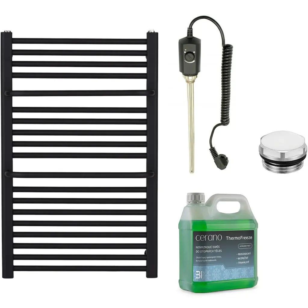 Koupelnový elektrický radiátorový set Antonio - 300W - černá matná - 860x550 mm