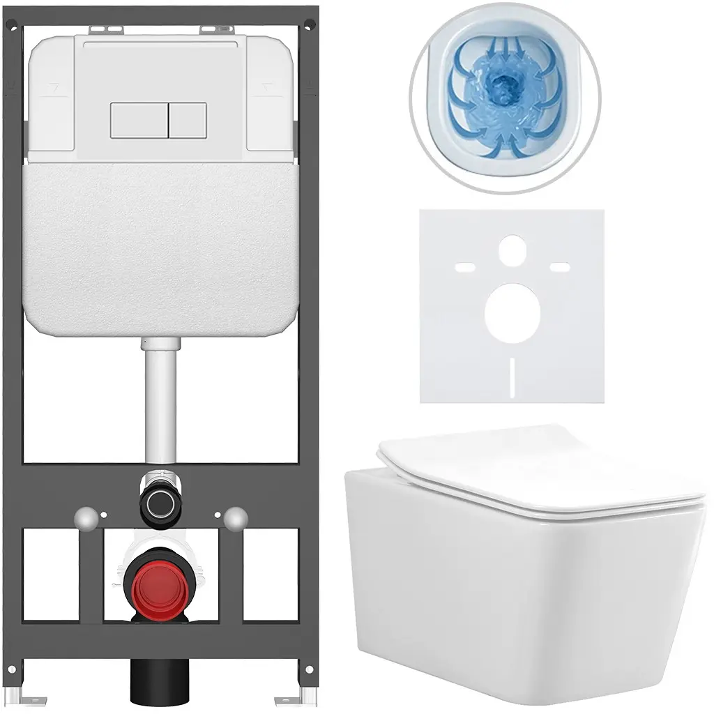 Kompletní WC set Basic/Forte - bílá lesklá - WC tlačítko Modulo/Bílá - závěsné - předstěnová instalace - 51x36 cm