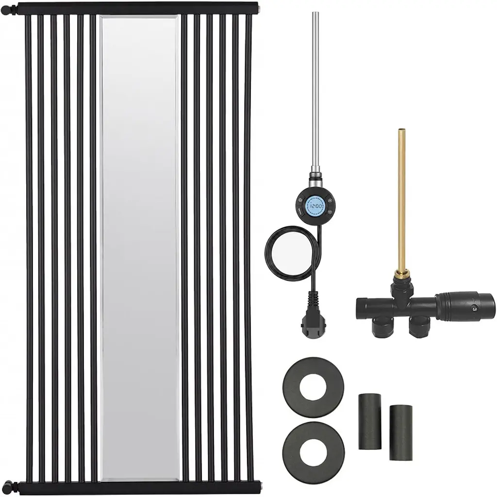 Koupelnový radiátorový set Maximus - kombinované vytápění, wifi tyč - boční jednobodové připojení - 600W - černá matná - 1510x740 mm