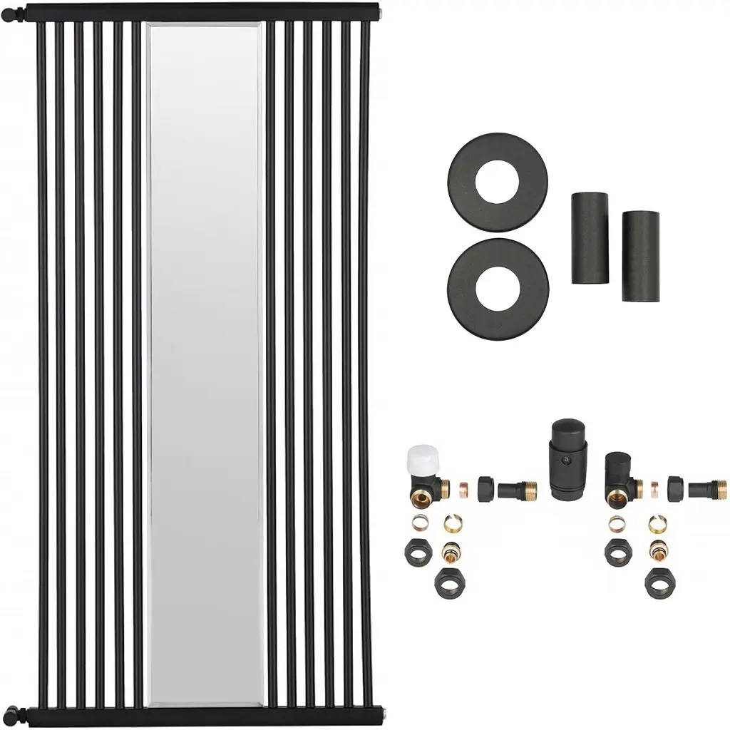 Koupelnový radiátorový set Maximus - ústřední vytápění - boční připojení - 735W - černá matná - 1510x740 mm