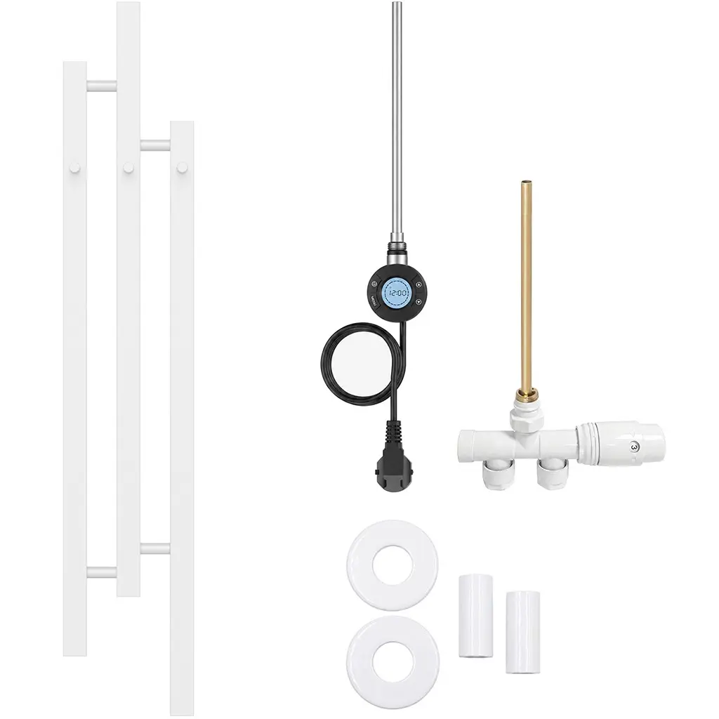 Koupelnový radiátorový set Fabiano - kombinované vytápění, wifi tyč - boční jednobodové připojení - 300W - bílá lesklá - 1200x220 mm