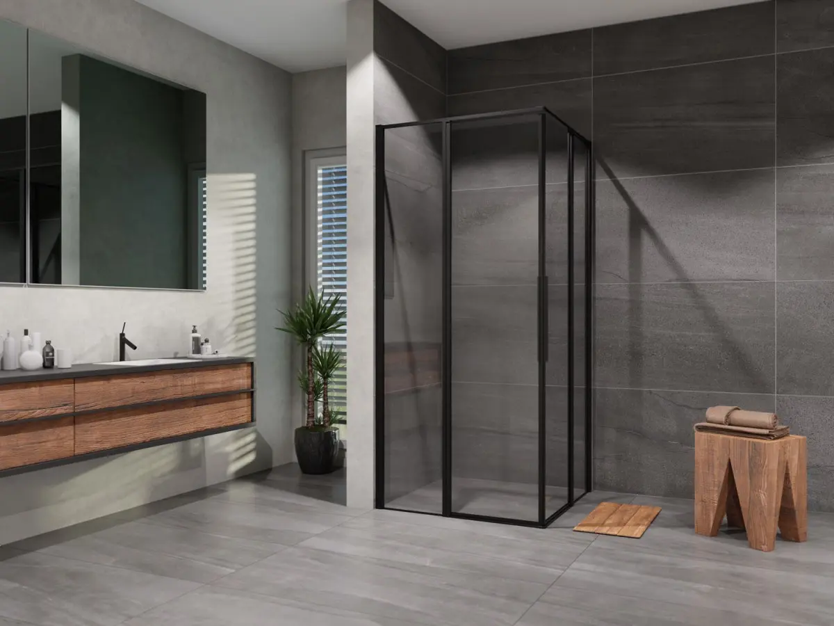 Sprchový kout čtverec Tadao 900x900, černá, čiré sklo