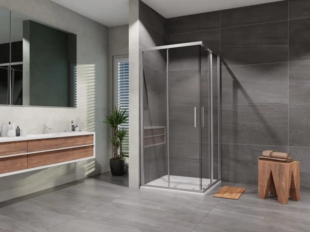 Sprchový kout čtverec Vati 900x900, chrom, čiré sklo, včetně vaničky