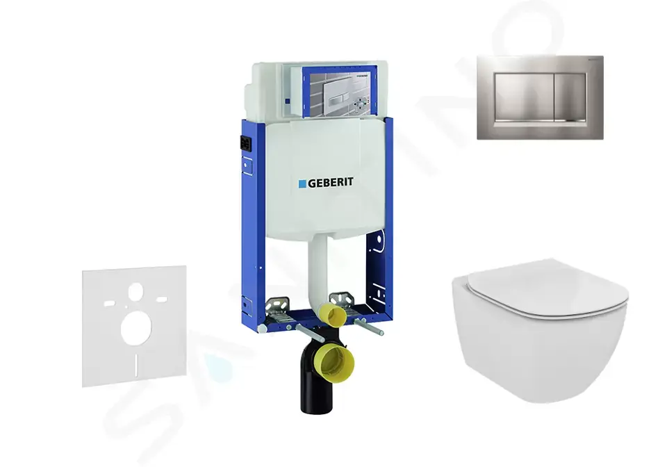 Geberit Set předstěnové instalace, klozetu a sedátka Ideal Standard Tesi, tlačítka Sigma20, matný chrom/chrom 110.302.00.5 NF7