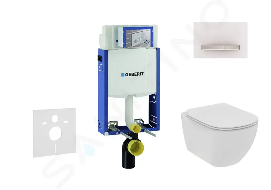 Geberit Set předstěnové instalace, klozetu a sedátka Ideal Standard Tesi, tlačítka Sigma50, Rimless, SoftClose, alpská bílá 110.302.00.5 NE8
