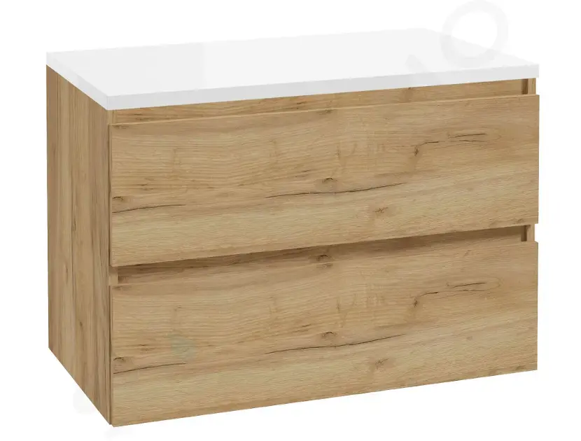 kielle Skříňka včetně desky pod umyvadlo 80x55x46 cm, zlatý dub/lesklá bílá 50027S831