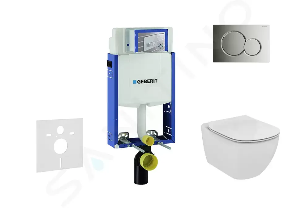 Geberit Set předstěnové instalace, klozetu a sedátka Ideal Standard Tesi, tlačítka Sigma01, lesklý chrom 110.302.00.5 NF2