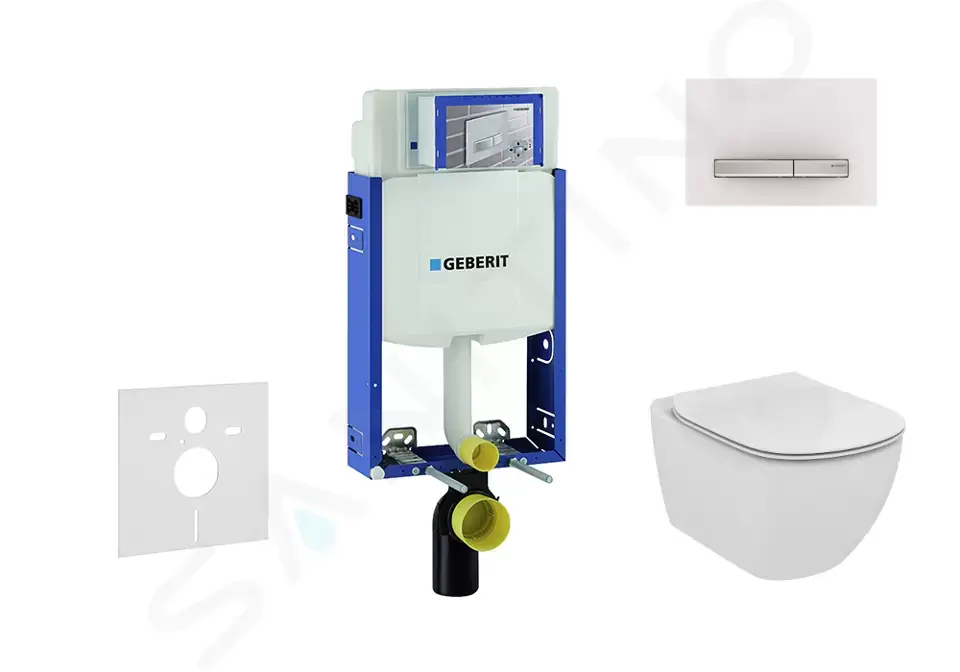 Geberit Modul pro závěsné WC s tlačítkem Sigma50, alpská bílá + Ideal Standard Tesi - WC a sedátko 110.302.00.5 NF8