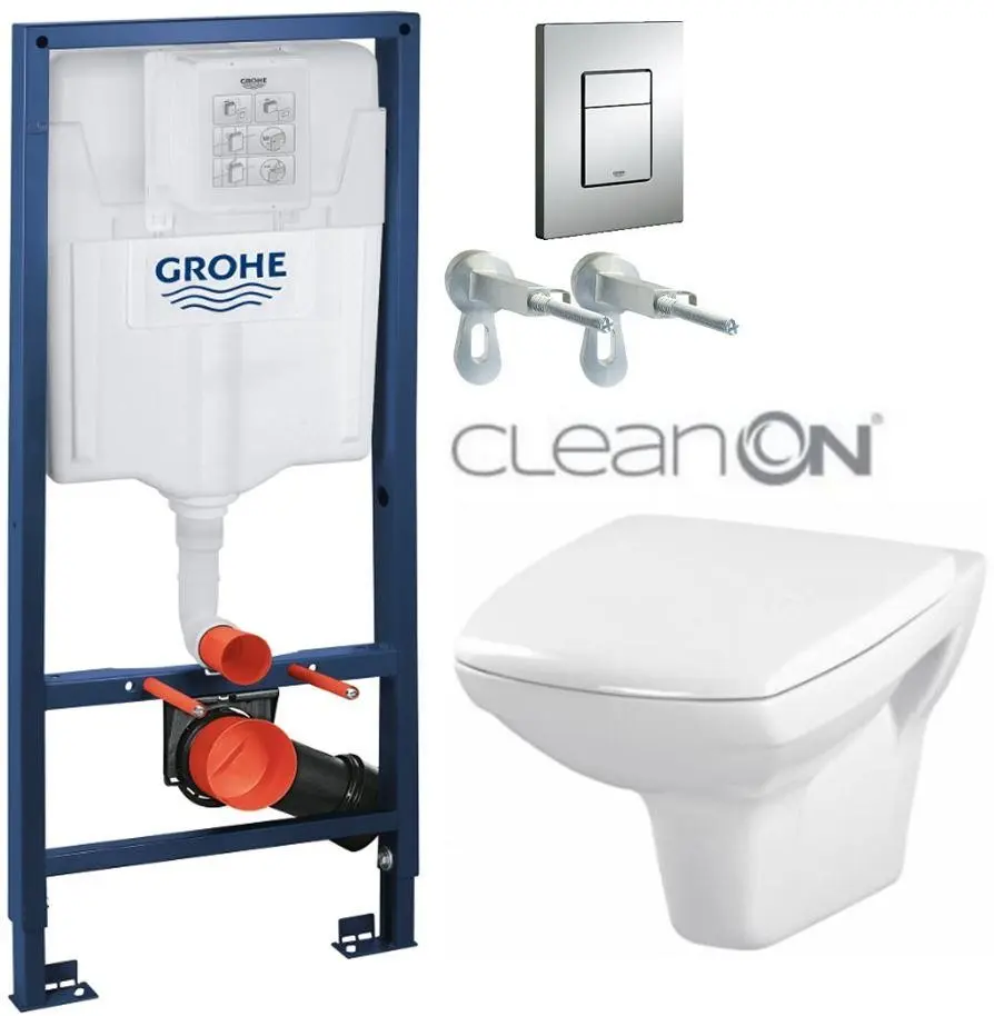 Rapid SL pro závěsné WC 38528SET s chromovou deskou + WC CERSANIT CLEANON CARINA + SEDÁTKO 38772001 CA1