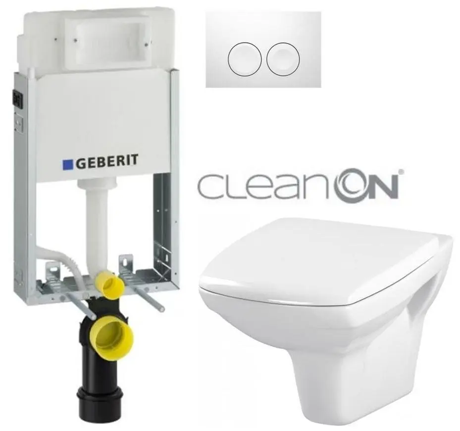 GEBERIT KOMBIFIXBasic vč. bílého tlačítka DELTA 21 + WC CERSANIT CLEANON CARINA + SEDÁTKO 110.100.00.1 21BI CA1