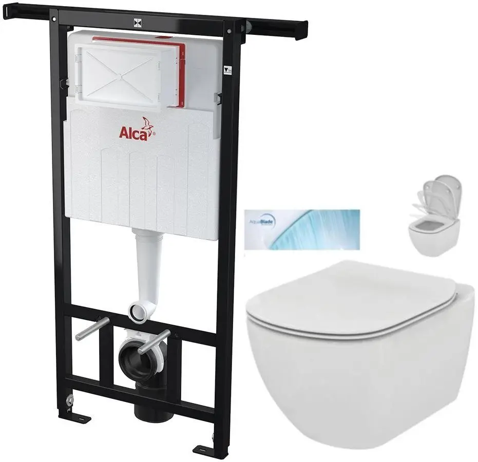 Předstěnový instalační systém bez tlačítka + WC Ideal Standard Tesi se sedátkem SoftClose, AquaBlade AM102/1120 X TE1
