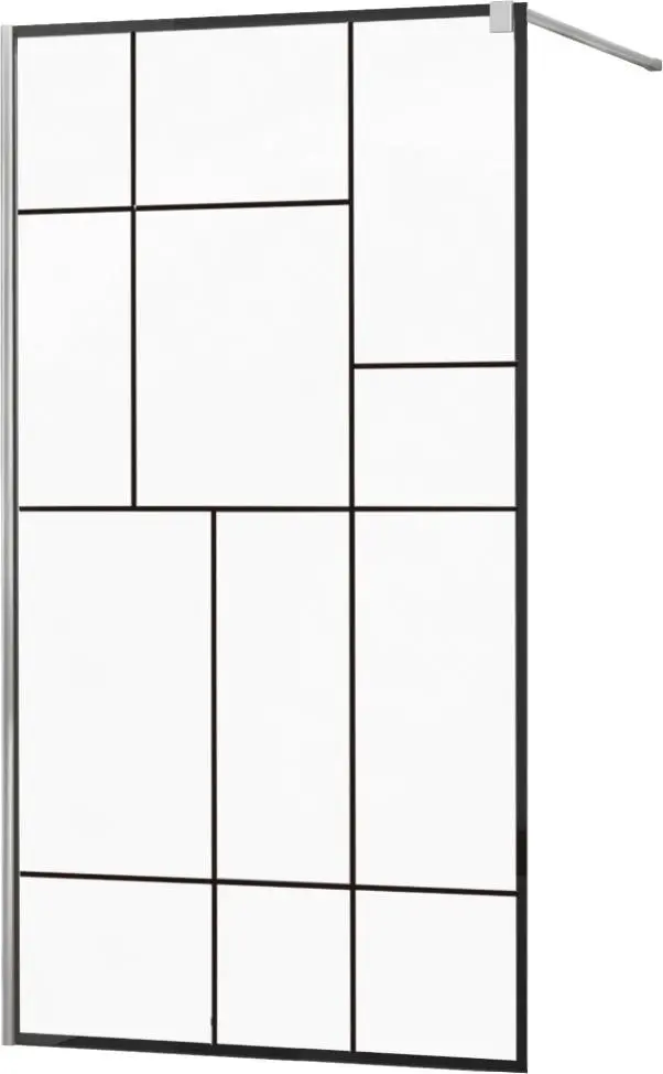 MEXEN - KIOTO Sprchová zástěna WALK-IN 120x200 cm 8 mm, chrom, černý vzor 2 800-120-101-01-78