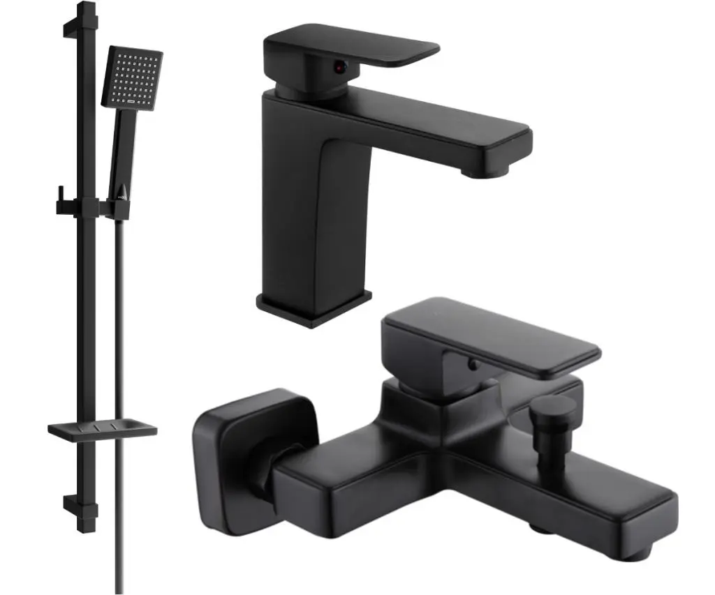 MEXEN - Cetus DQ45 SET vanová a umyvadlová baterie, černá 744303DQ45-70