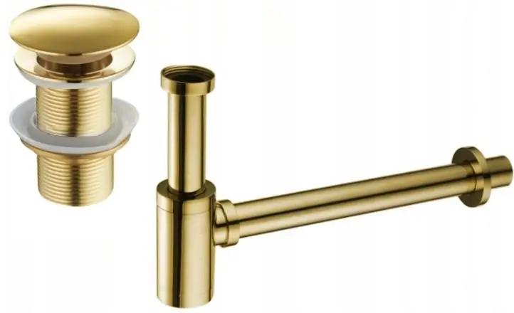 MEXEN - Umyvadlový sifon s výpustí click-clack bez přepadu, zlatý 7991050-50