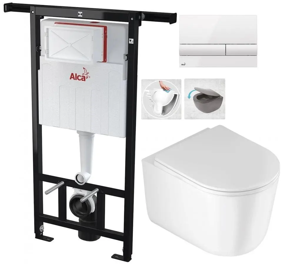 Předstěnový instalační systém s bílým tlačítkem M1710 + WC DEANTE Jasmin se sedátkem RIMLESS /VÍROVÉ SPLACH/ AM102/1120 M1710 JA1