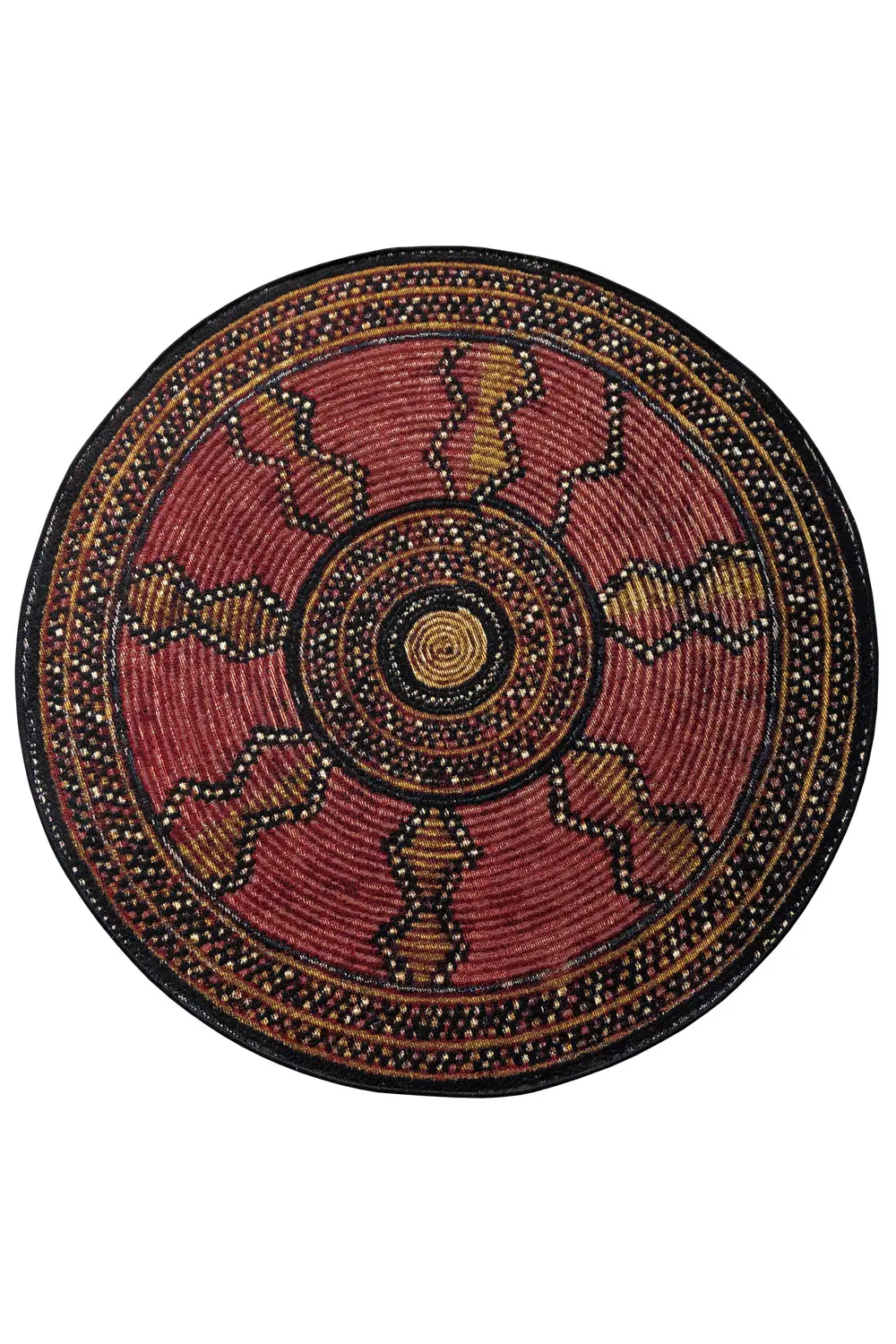 Oriental Weavers, Kusový koberec Zoya 418 X kruh – na ven i na doma, 160x160 (průměr) kruh, červená, chodba / předsíň