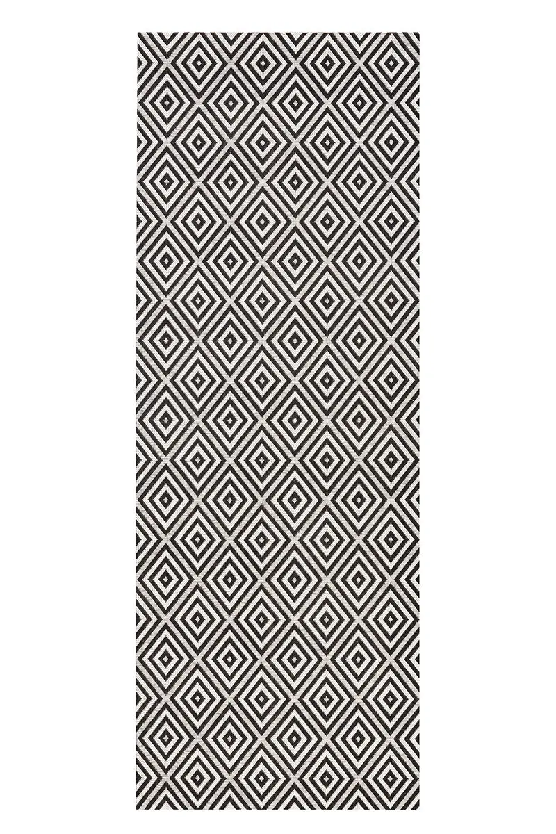Černo-bílý venkovní koberec NORTHRUGS Karo, 80 x 200 cm