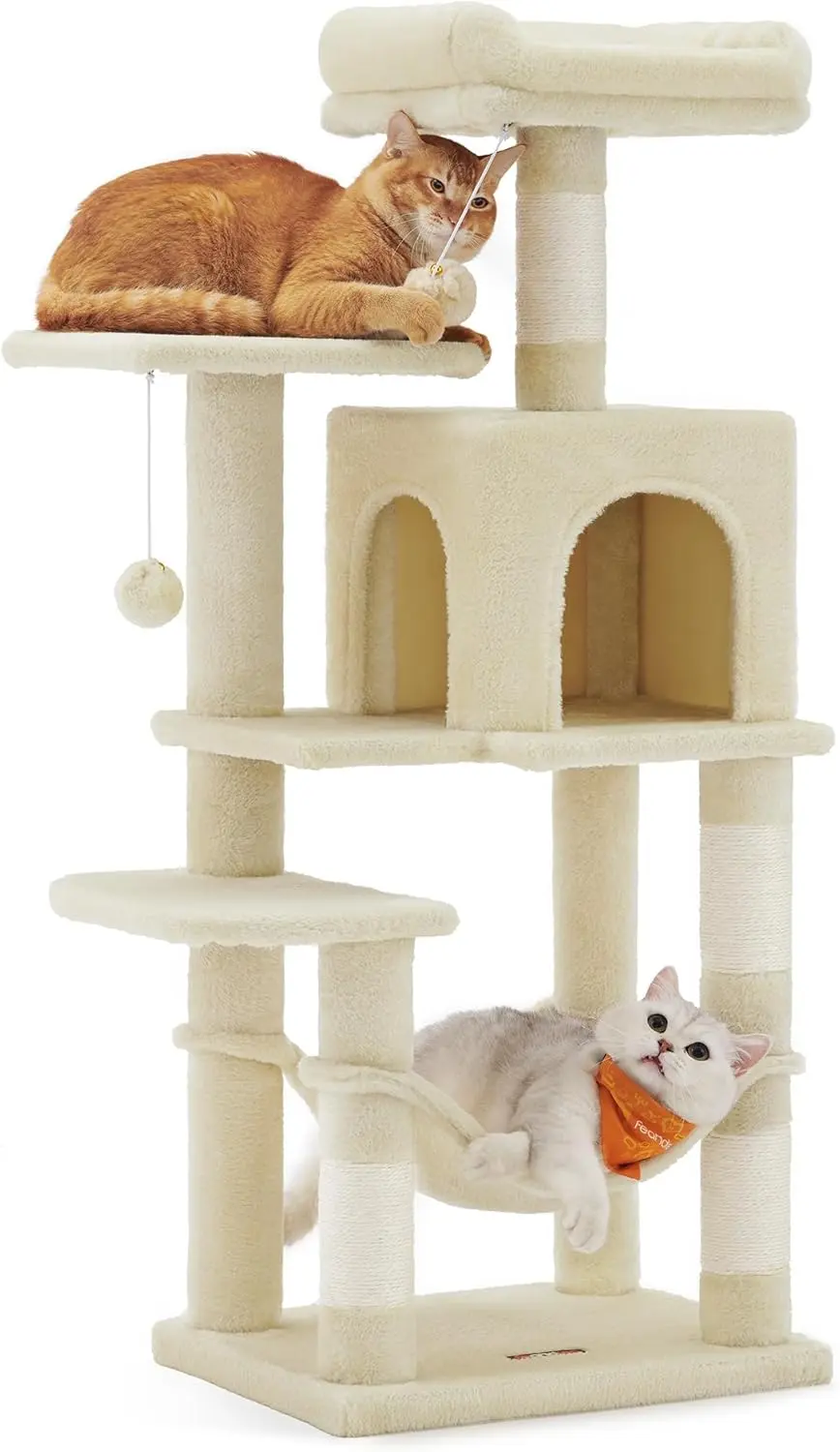 SONGMICS Škrabadlo pro kočky Piti 112 cm béžové
