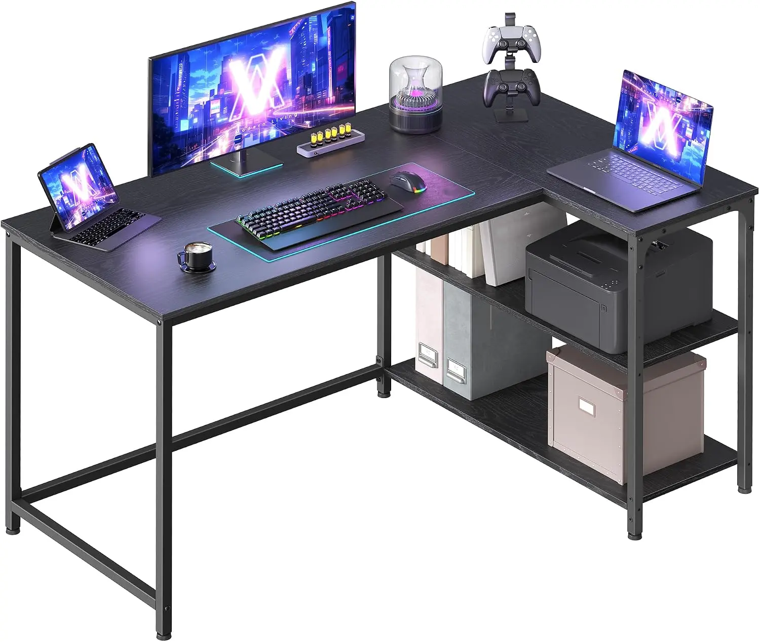 SONGMICS Rohový psací stůl Vasagle Endas 120 cm černý