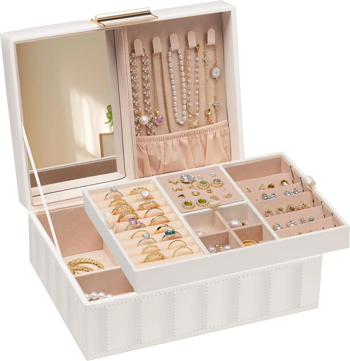 VASAGLE Šperkovnice Xino 23,5 cm bílá