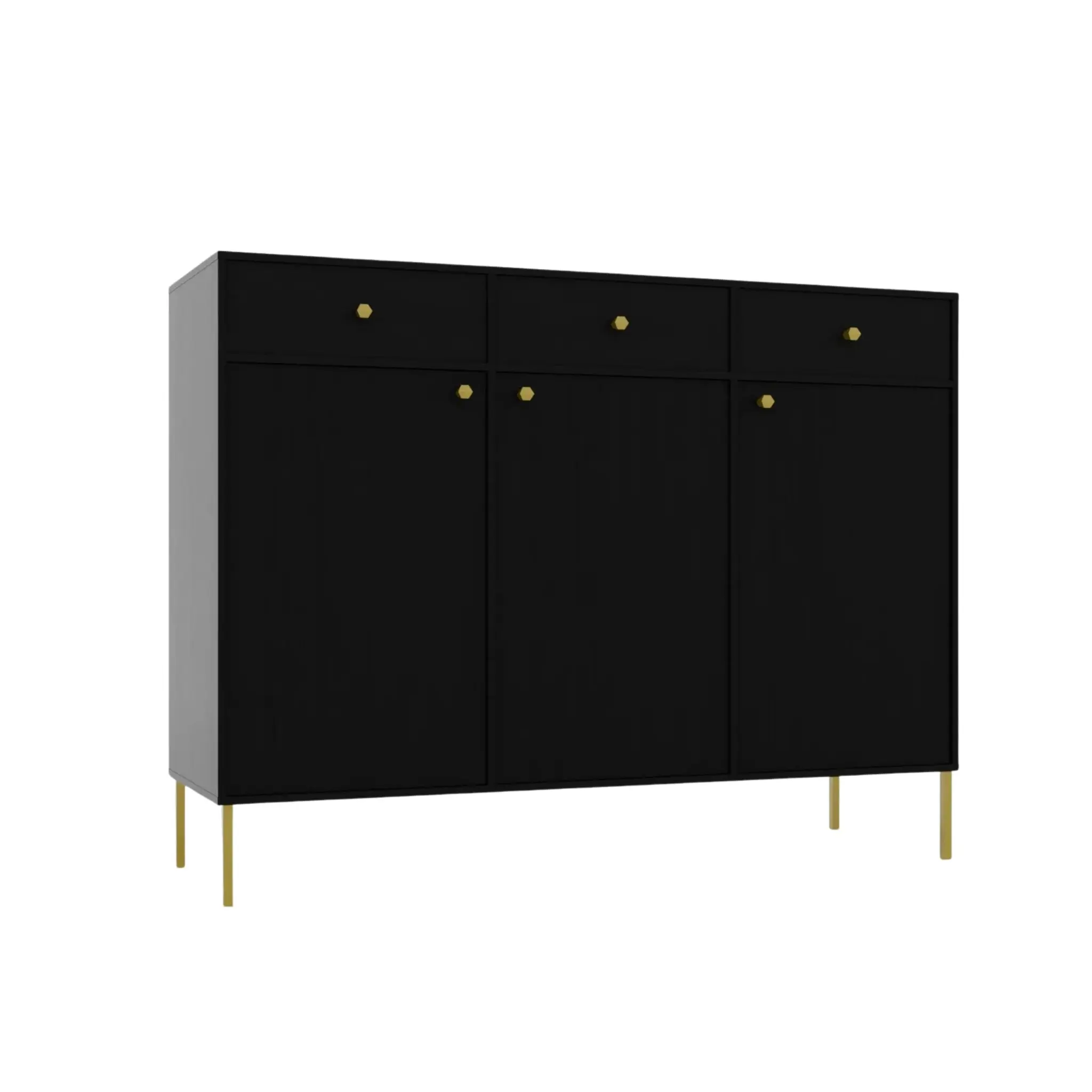 ADRK Komoda Tilina 3D 3S 125 cm černá/zlatá