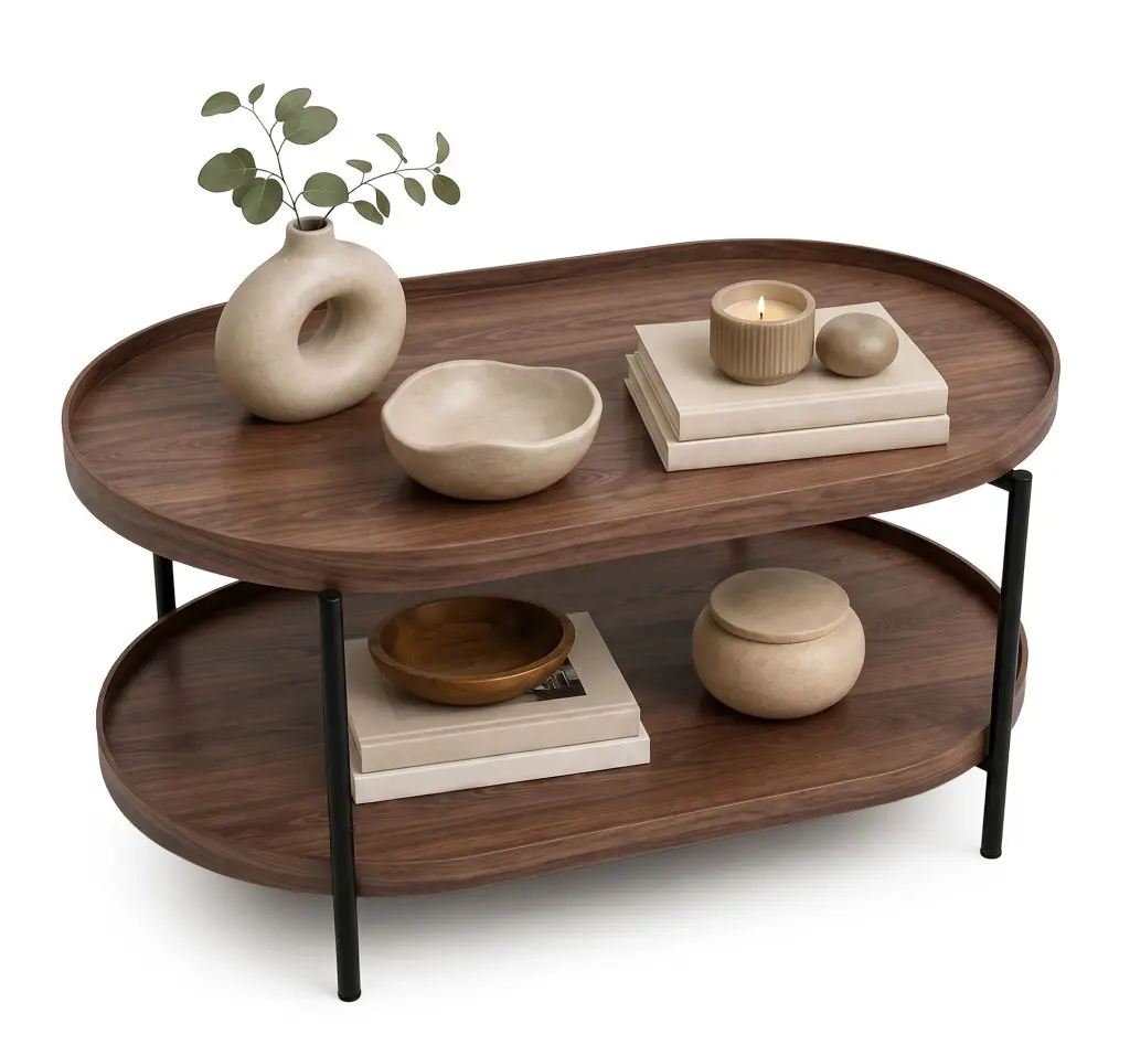 Ak furniture Konferenční stolek Cortado 90 cm černý/ořech
