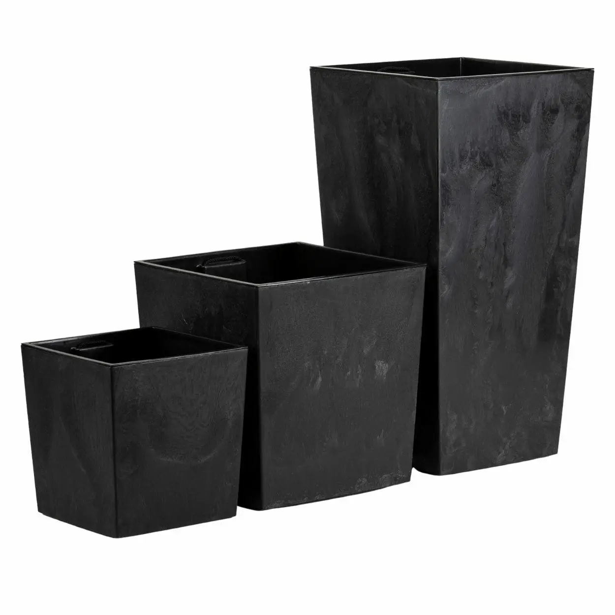 HowHomely Sada 3 ks květináčů Walter černý beton