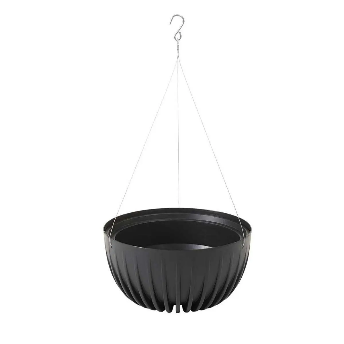 HowHomely Závěsný květináč STRIPPED ECO 24 cm černý