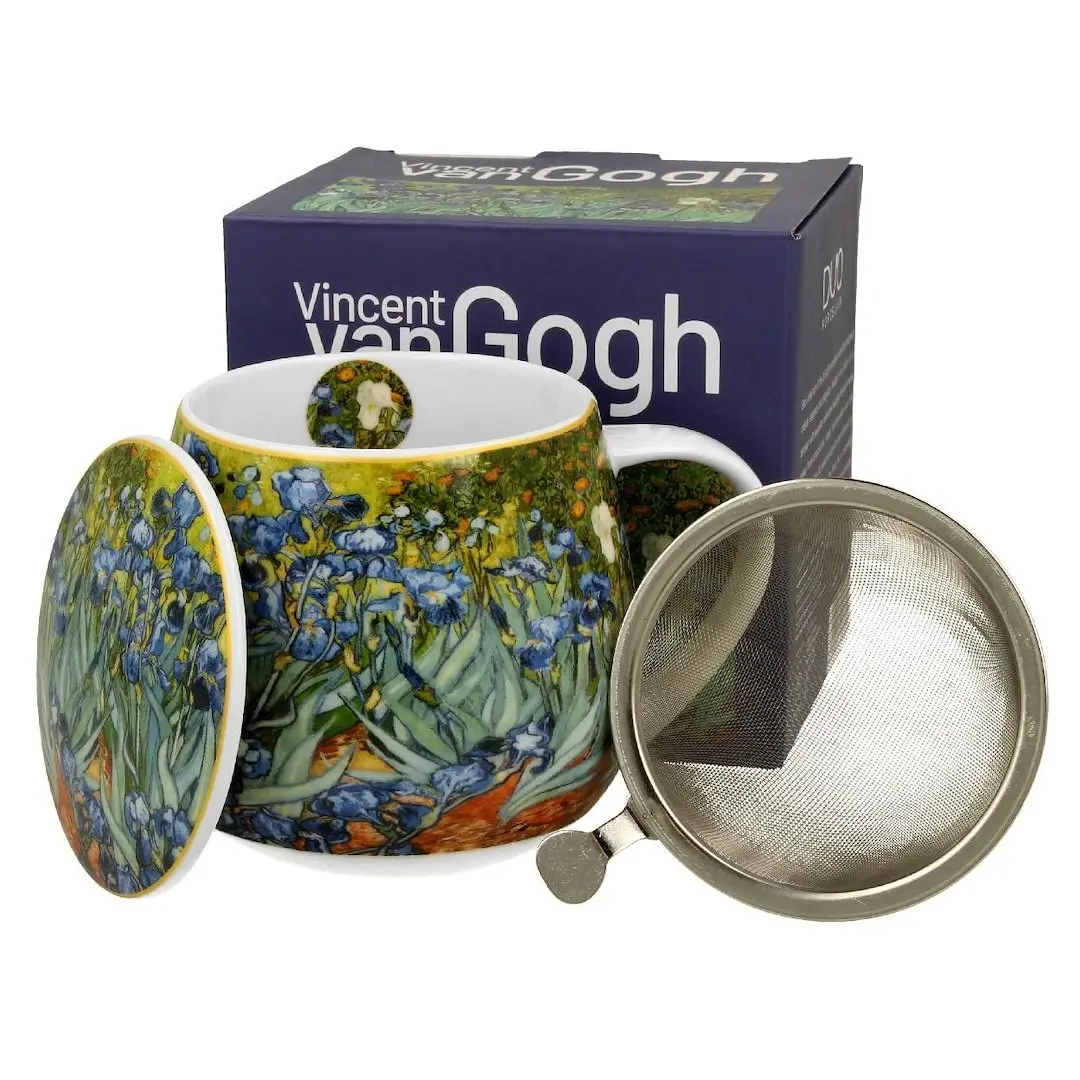 Duo Porcelánový hrnek Van Gogh Irises 430 ml se sítkem vícebarevný