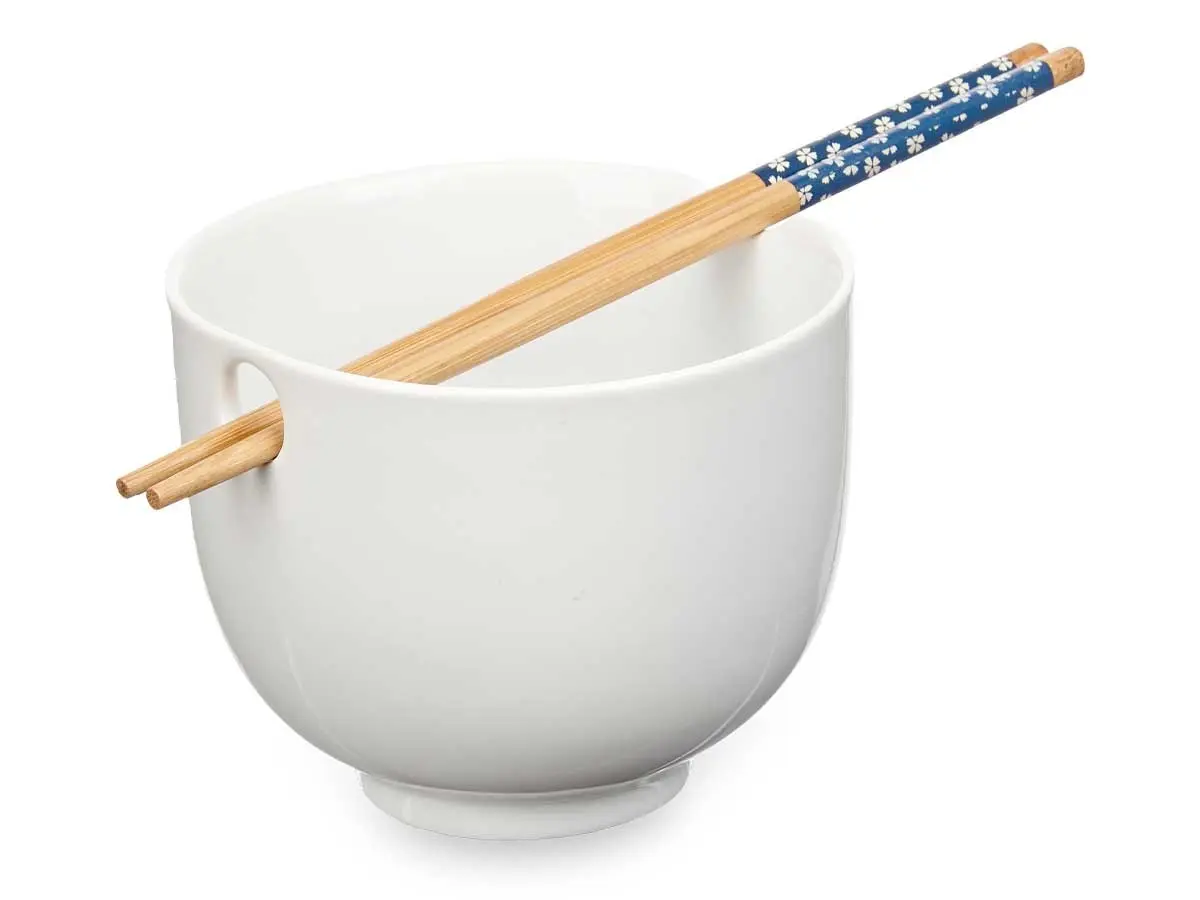 Kinvara Asijská porcelánová miska bílá s hůlkami