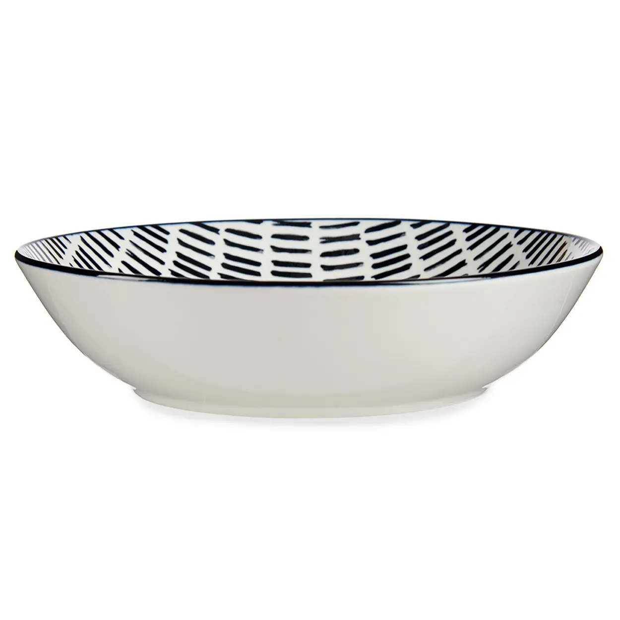 VESSIA Porcelánový hluboký talíř LINEAS 20 cm bílý/černý