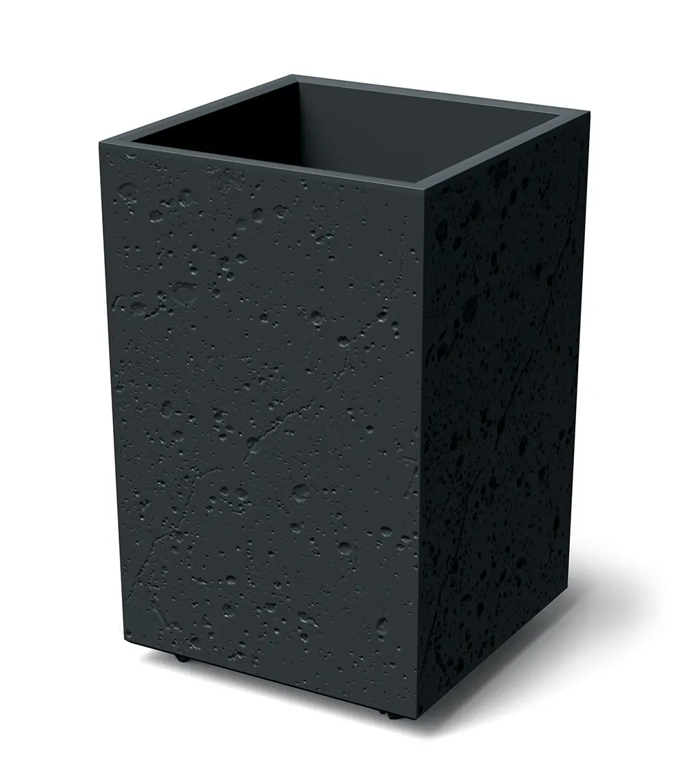 Prosperplast Plastový květináč SIERRAS SQUARE HIGH BETON EFFECT 38,5 cm černý beton