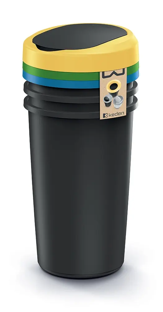 Prosperplast Sada kulatých odpadkových košů COMPACTO FLAS 3x 25 L černá
