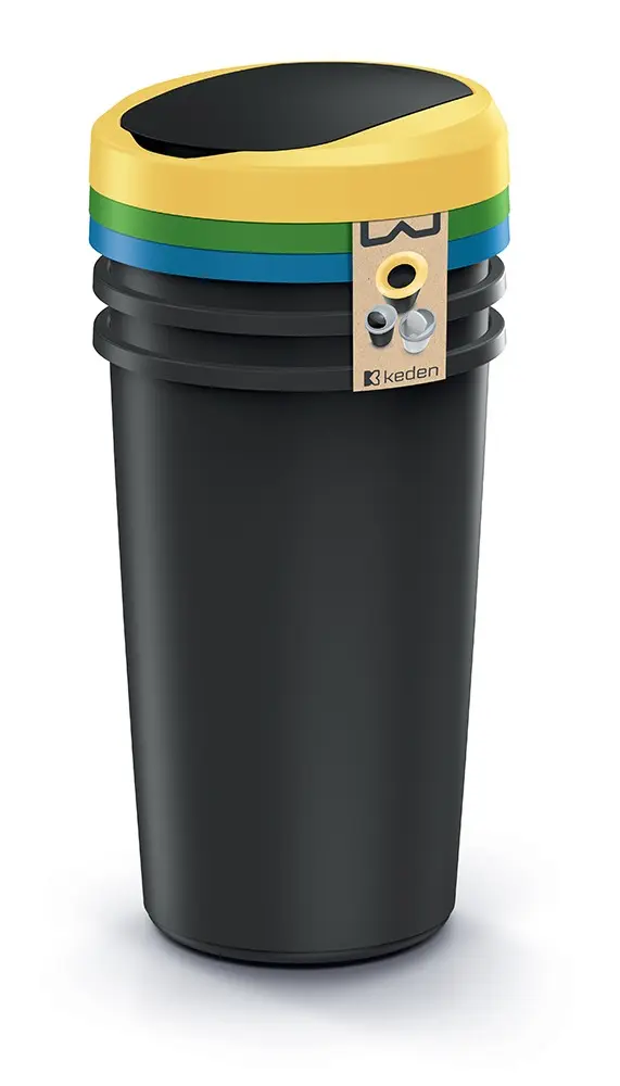 Prosperplast Sada kulatých odpadkových košů COMPACTO FLAS 3x 50 L černá