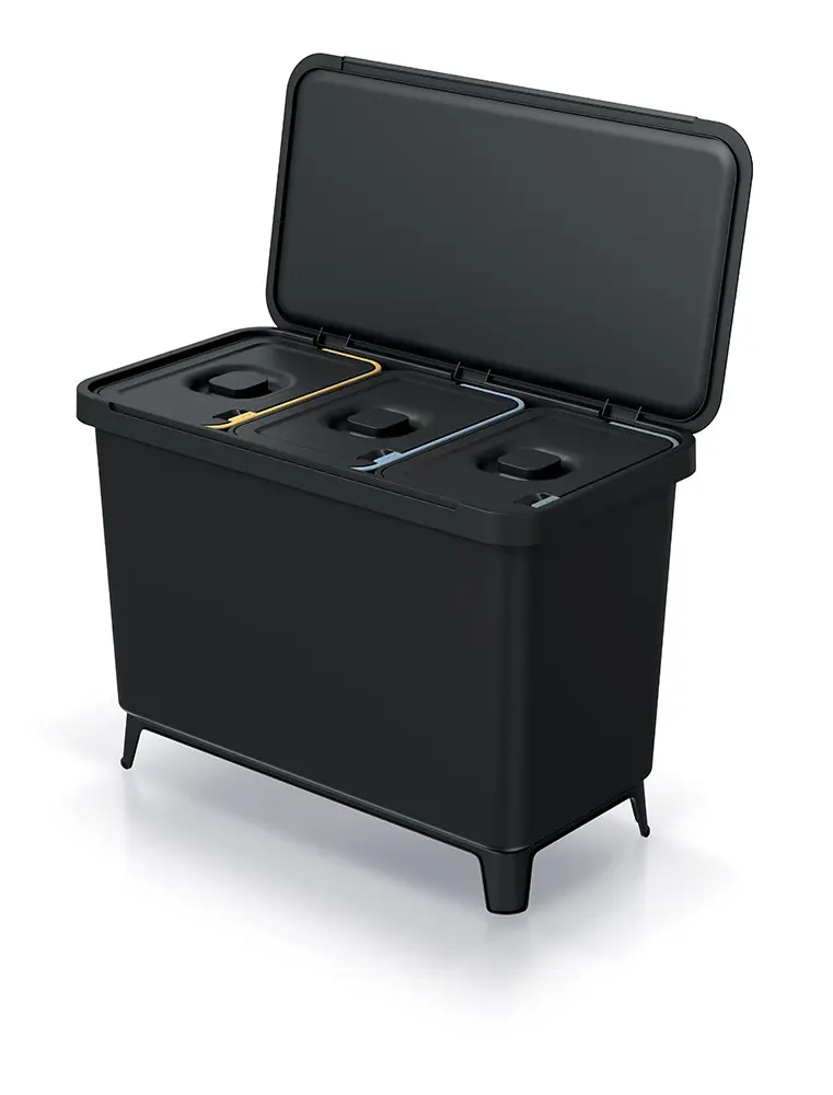 Prosperplast Odpadkový koš SYSTEMO 3x10 L černý