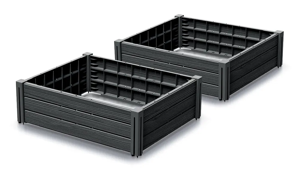 Prosperplast Sada 2 ks vyvýšených záhonů Bas Planty 75,6 cm antracitová