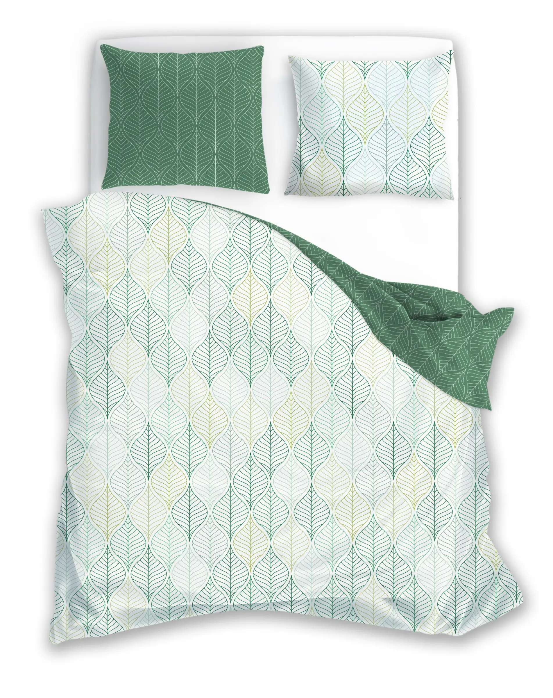 Faro Bavlněné saténové povlečení MILAGRO VERDE 014 160x200 cm + 2x 70x80 cm bílé/zelené