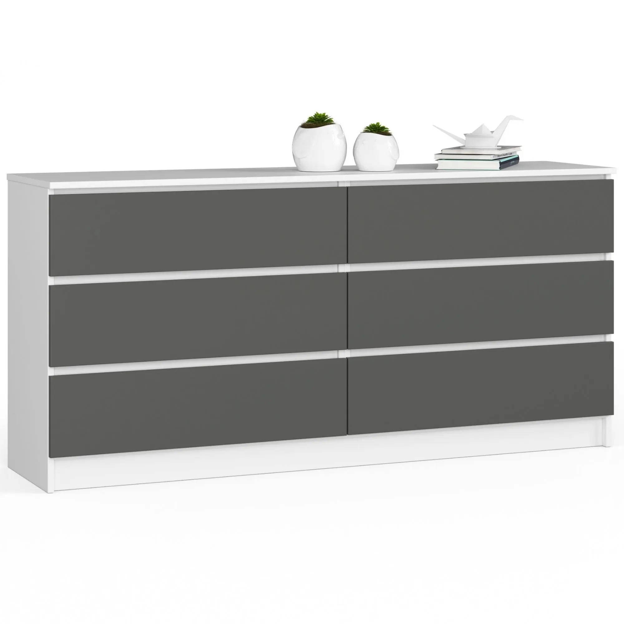 Ak furniture Komoda Kuba 160 cm 6 šuplíků bílá/grafitová