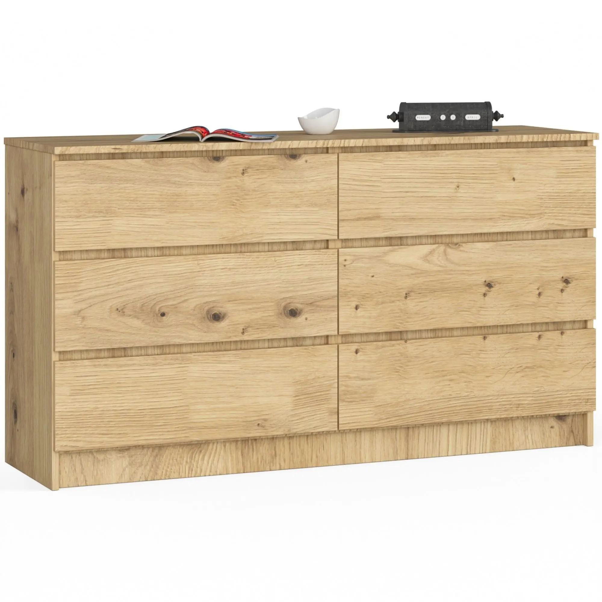 Ak furniture Komoda Kuba 140 cm 6 šuplíků dub artisan