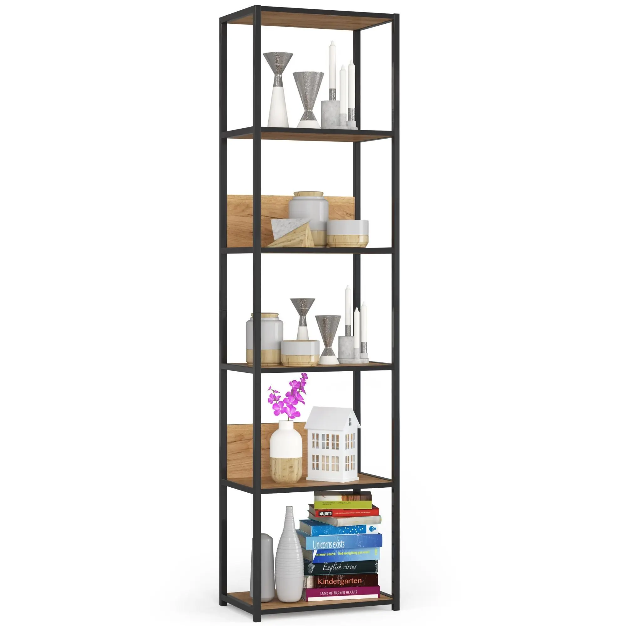 Ak furniture Regál PRAMONI 50x192 cm černý/dub craft