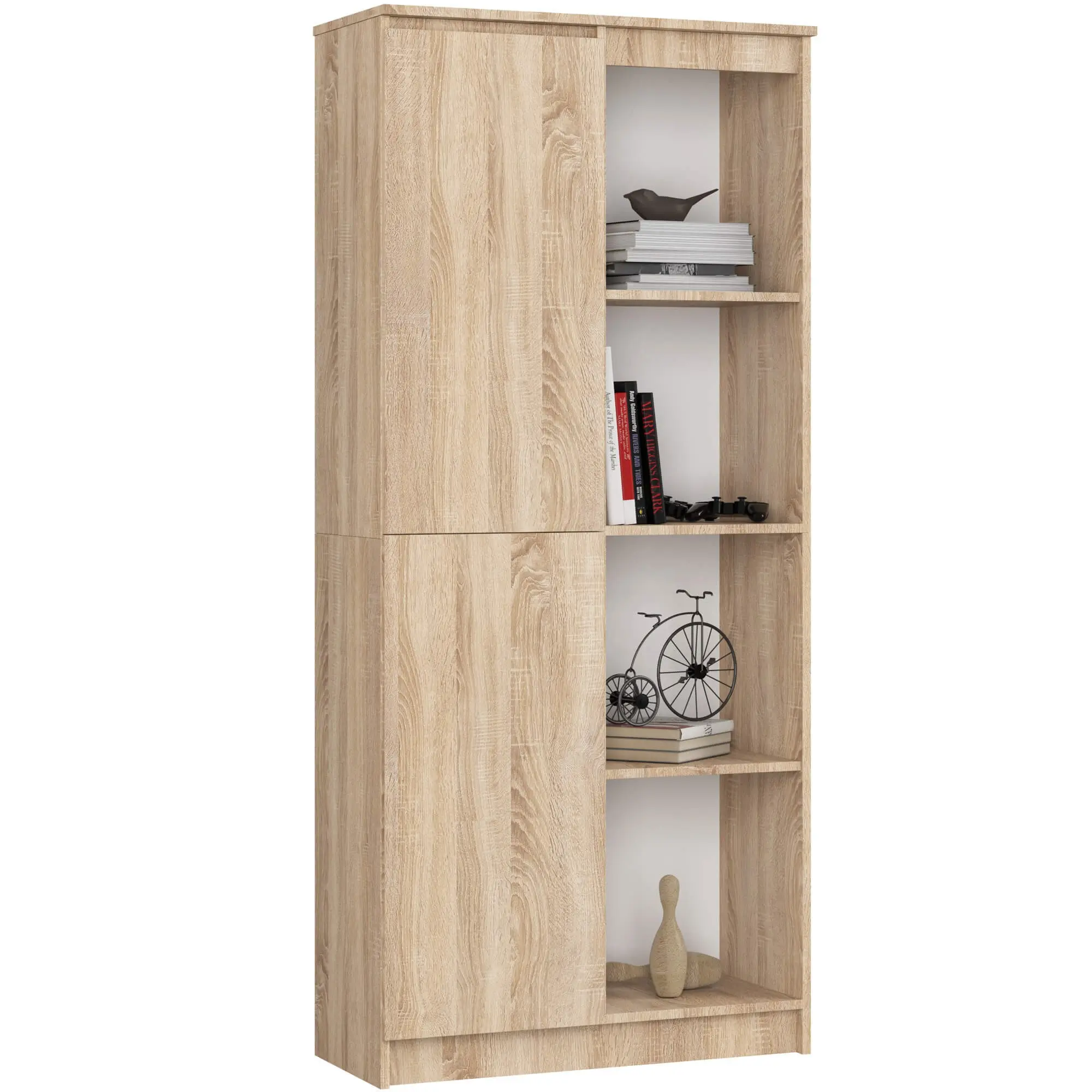Ak furniture Regál Rexa 80 cm 1 skříňka a 4 police dub sonoma